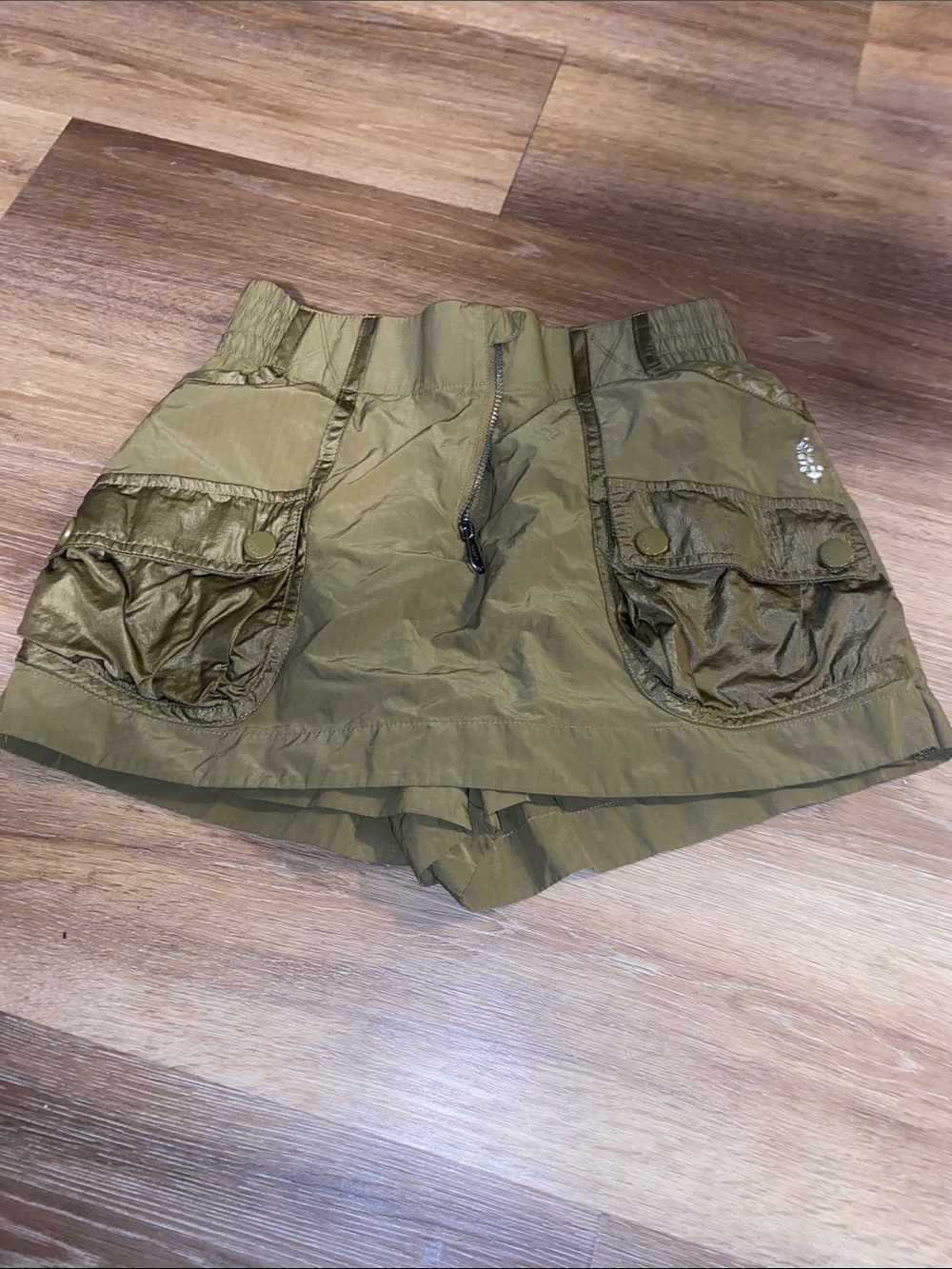Free People Olive Green Smocked Waist Mini Skirt